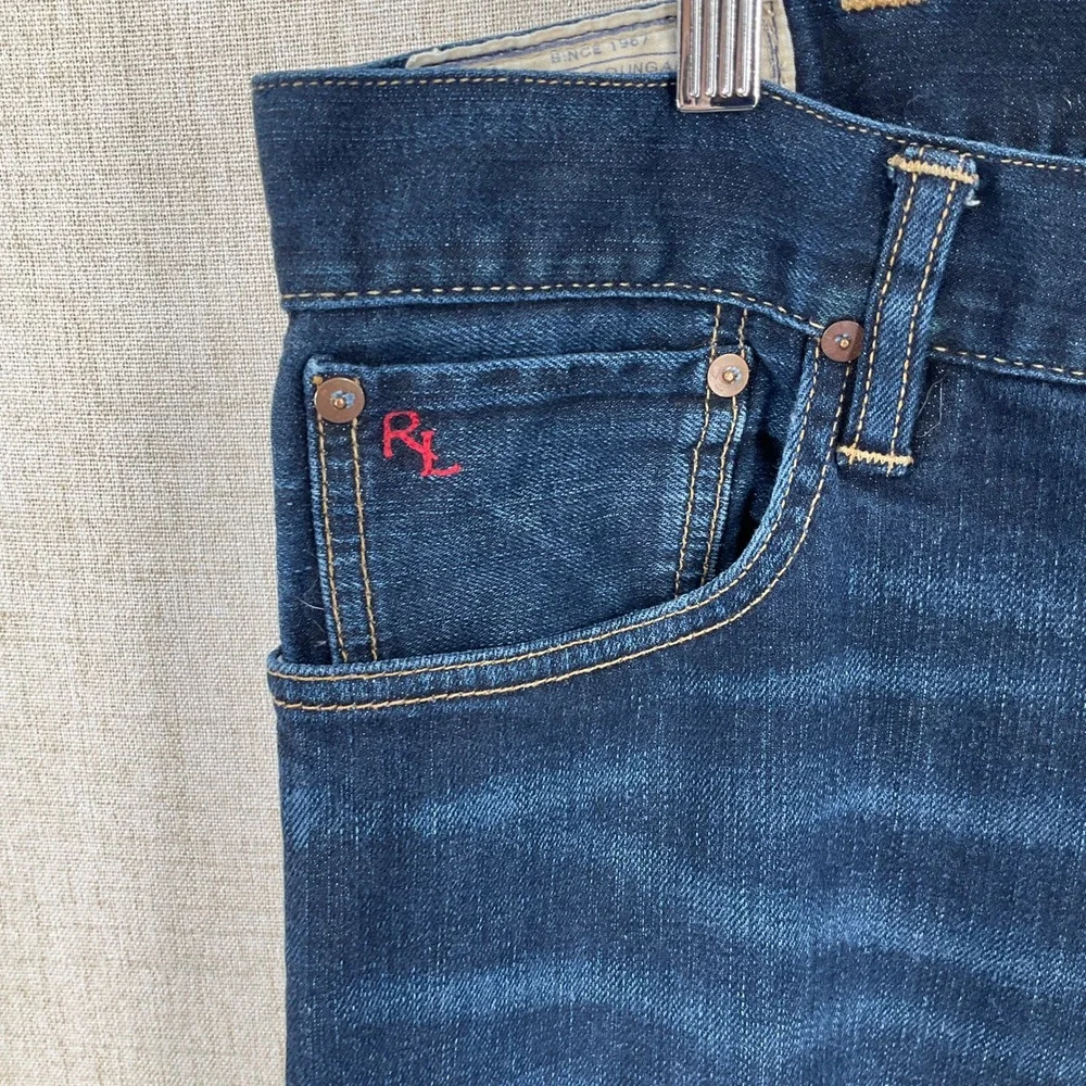 Polo Ralph Lauren Jeans Mens 38x29 Blue Cotton Straight Leg‎ Authentic Dungarees